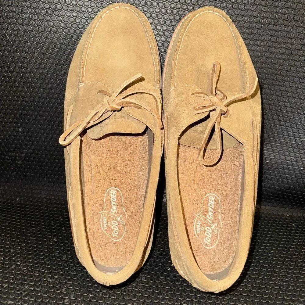 Sperry X Todd Snyder Top Sider Tan Suede Slip On Boat Shoes Men's Size 13